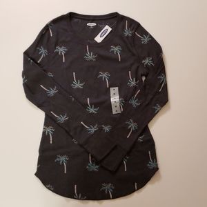 NWT Old Navy gray palm trees long sleeve thermal
